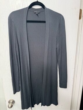 Eileen Fisher Ribbed Open Front Tencel Cardigan - Blue-Gray, 1X, fits XL too